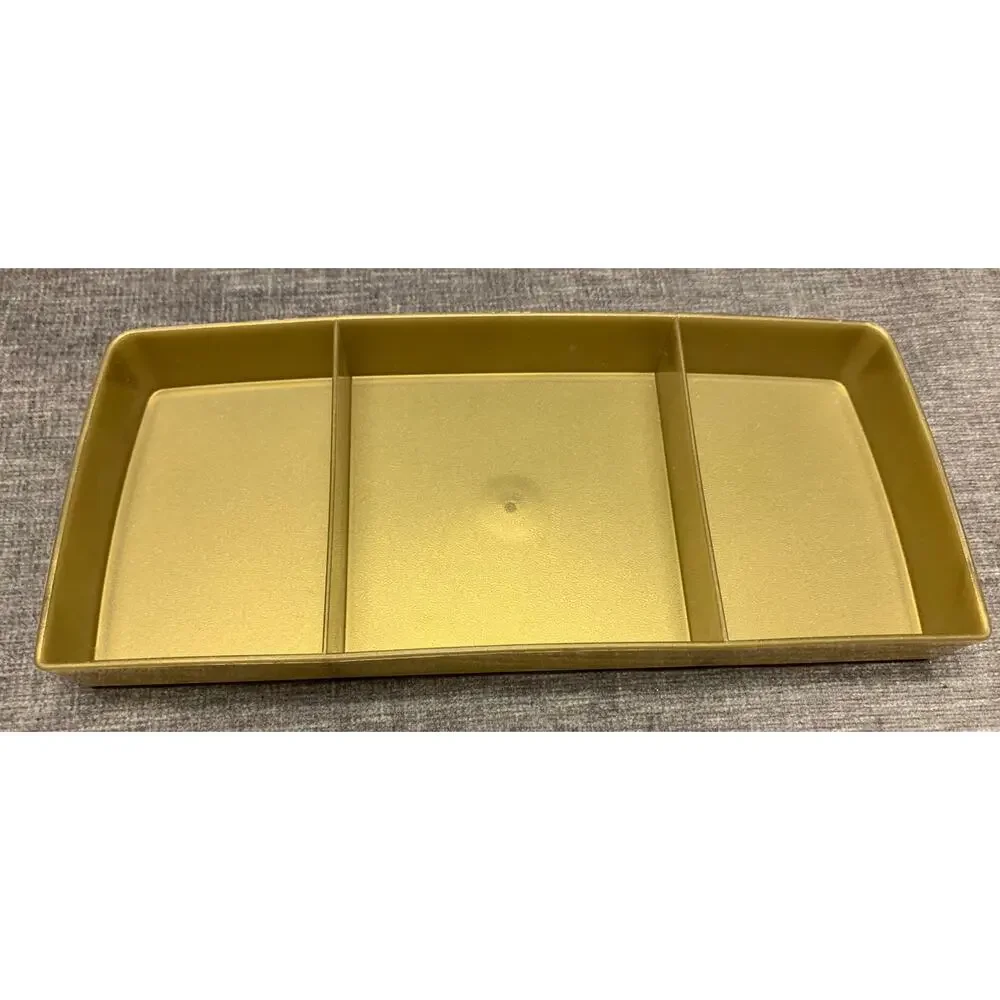 Tupperware Stow-n-Glo Craft Storage Bin Aqua Top Gold Bottom 769 Top 767 Bottom